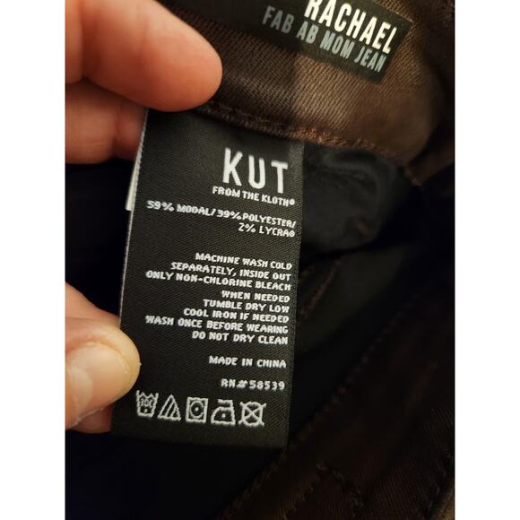 Kut from Kloth Rachel Fab Ab Mom Jean High Rise Button Fly Faux Leather 14W NWT - Picture 13 of 14